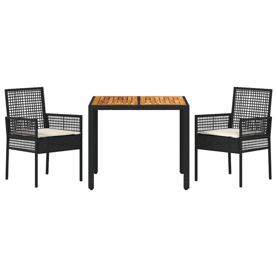 Ensemble de salle à manger pour jardin 3 pcs | Mobilier d'extérieur Noir polyrotin Maison Chic - Image 7