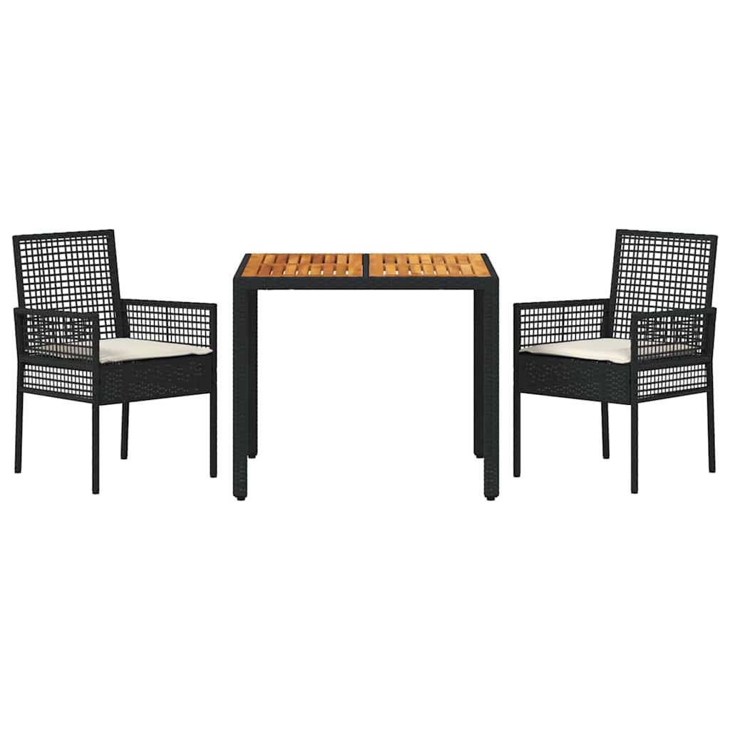 Ensemble de salle à manger pour jardin 3 pcs | Mobilier d'extérieur Noir polyrotin Maison Chic - Image 7