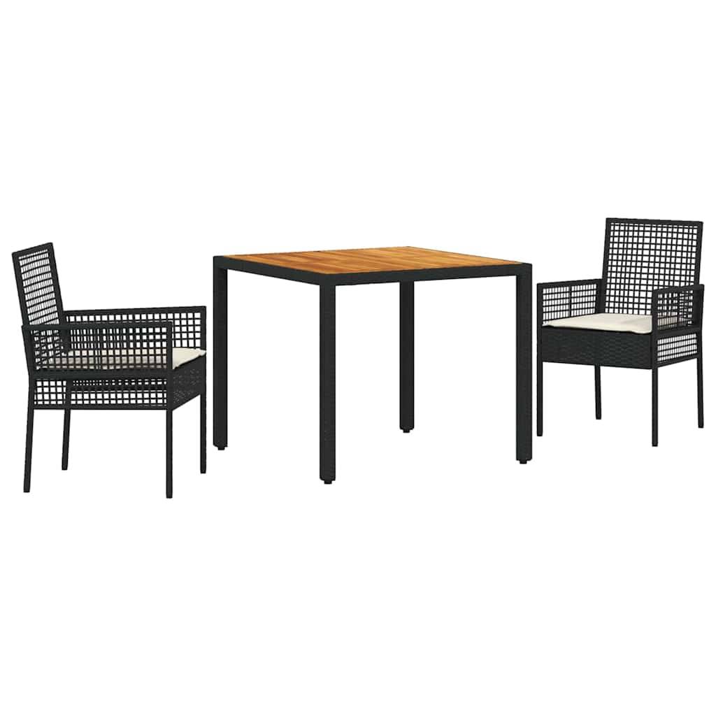 Ensemble de salle à manger pour jardin 3 pcs | Mobilier d'extérieur Noir polyrotin Maison Chic - Image 1
