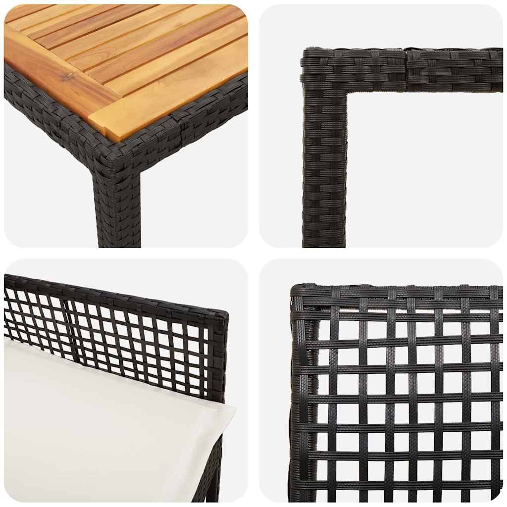 Ensemble de salle à manger pour jardin 3 pcs | Mobilier d'extérieur Noir polyrotin Maison Chic - Image 9