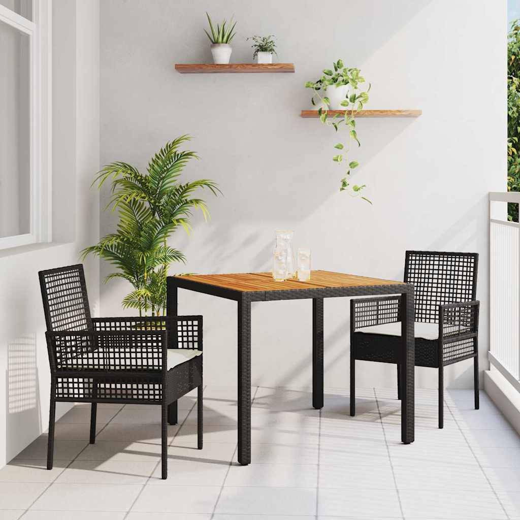 Ensemble de salle à manger pour jardin 3 pcs | Mobilier d'extérieur Noir polyrotin Maison Chic - Image 2
