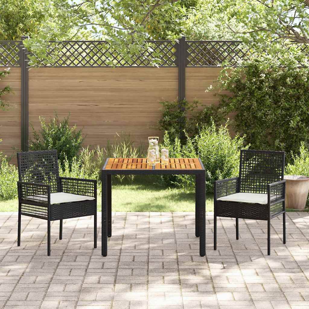 Ensemble de salle à manger pour jardin 3 pcs | Mobilier d'extérieur Noir polyrotin Maison Chic - Image 4