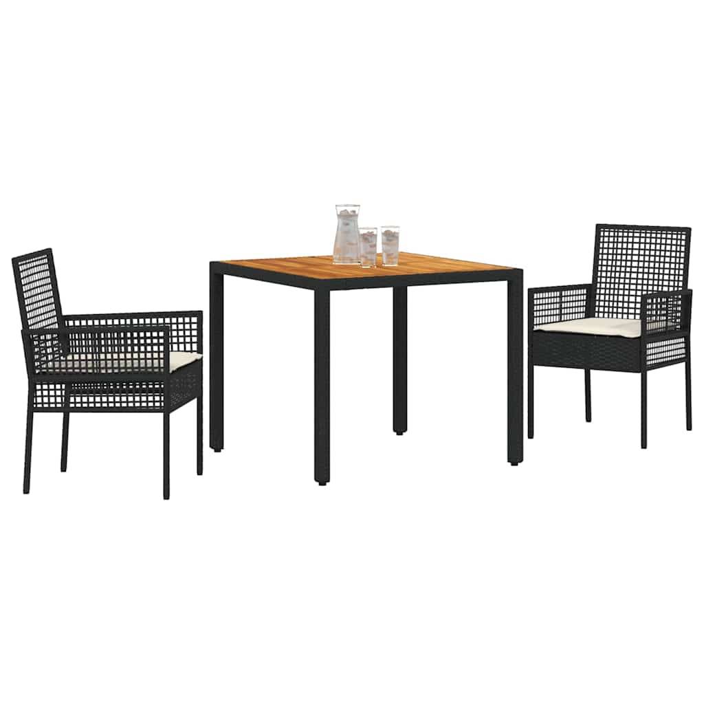 Ensemble de salle à manger pour jardin 3 pcs | Mobilier d'extérieur Noir polyrotin Maison Chic - Image 3