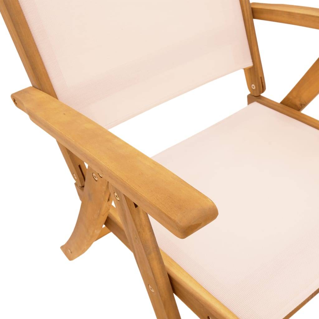 ComfortXL - Table et Chaises de Jardin 7 Pièces en Bois d'Acacia Set Extensible avec Assises Textilène Crème – ComfortXL Outdoor Living - Image 9