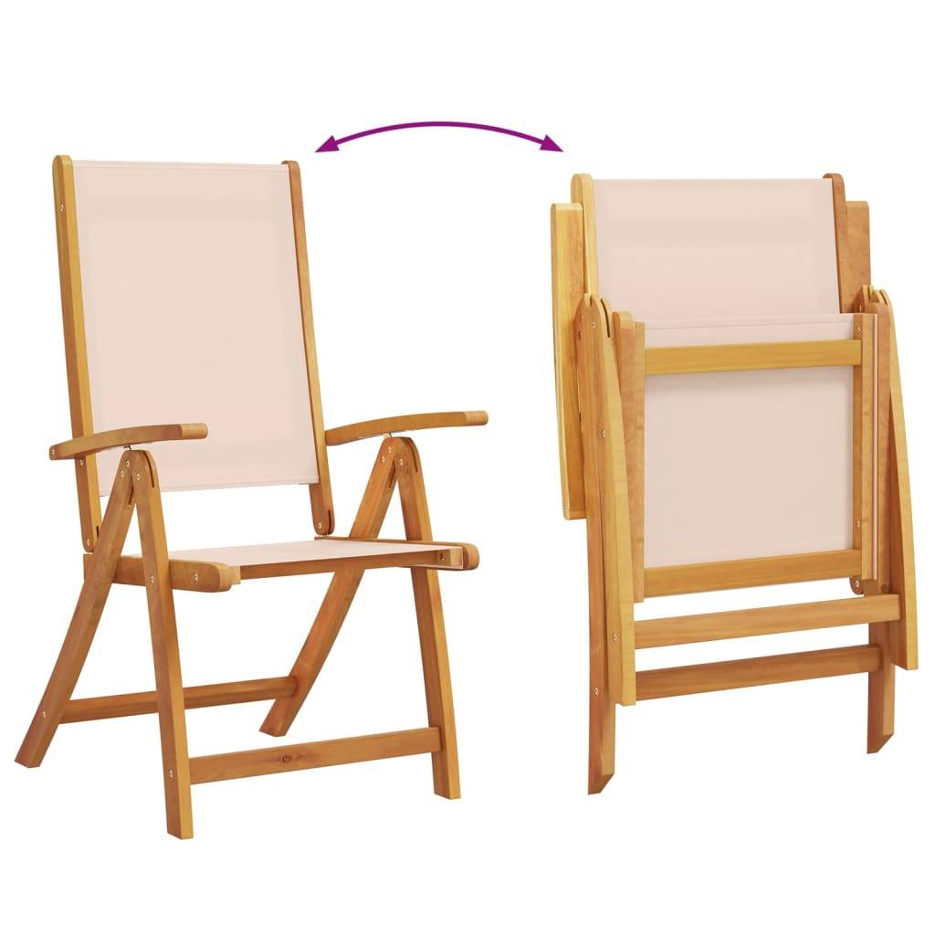 ComfortXL - Table et Chaises de Jardin 7 Pièces en Bois d'Acacia Set Extensible avec Assises Textilène Crème – ComfortXL Outdoor Living - Image 7