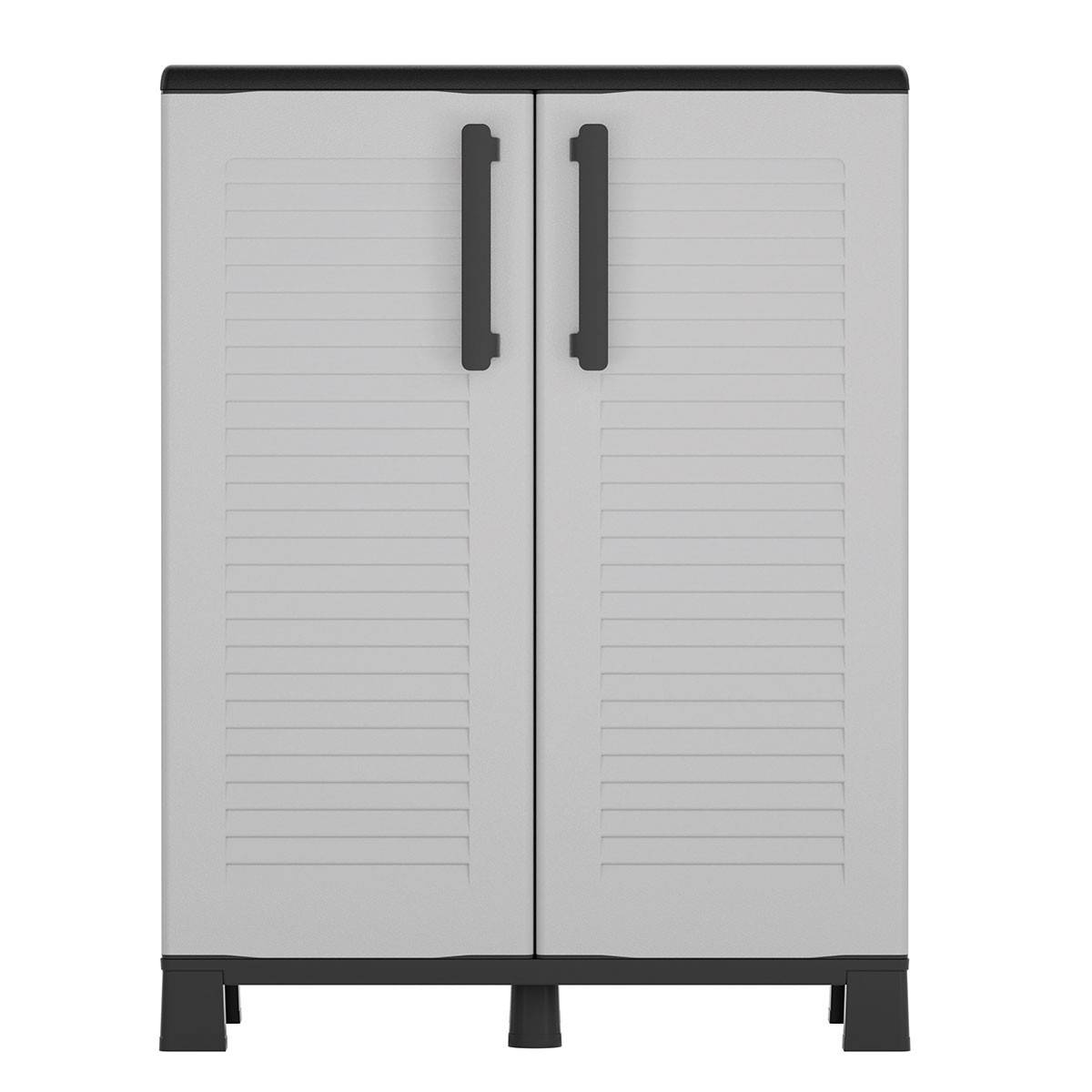 Armoire de rangement 2 portes Gris 68x37x90cm - Meuble de rangement Garage Maison Terrasse