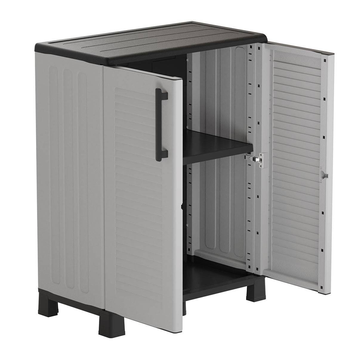 Armoire de rangement 2 portes Gris 68x37x90cm - Meuble de rangement Garage Maison Terrasse - Image 2