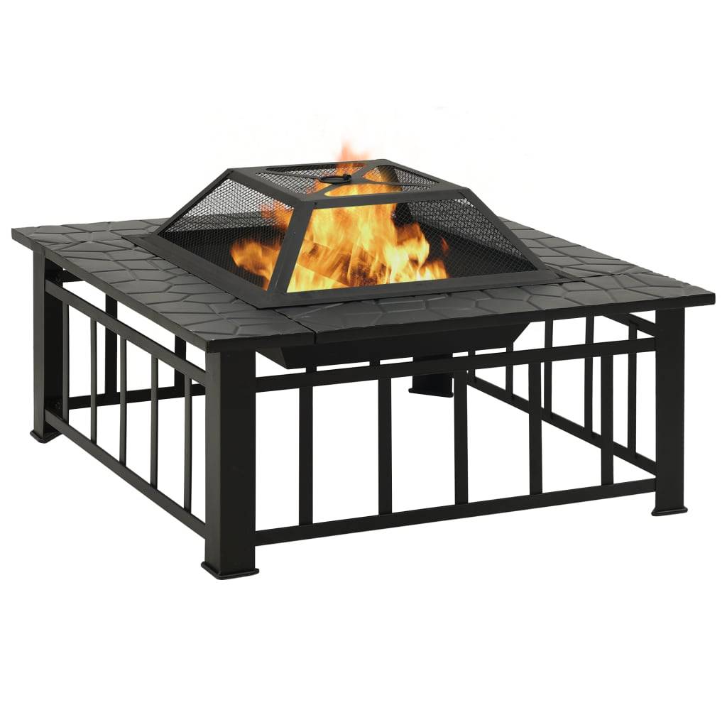 ComfortXL - Brasero Carré Foyer de Jardin 79cm en Acier avec Couvercle et Tisonnier – ComfortXL Outdoor Living - Image 2