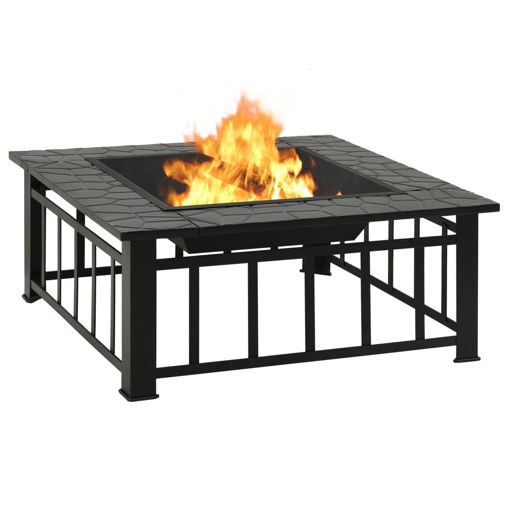 ComfortXL - Brasero Carré Foyer de Jardin 79cm en Acier avec Couvercle et Tisonnier – ComfortXL Outdoor Living - Image 4