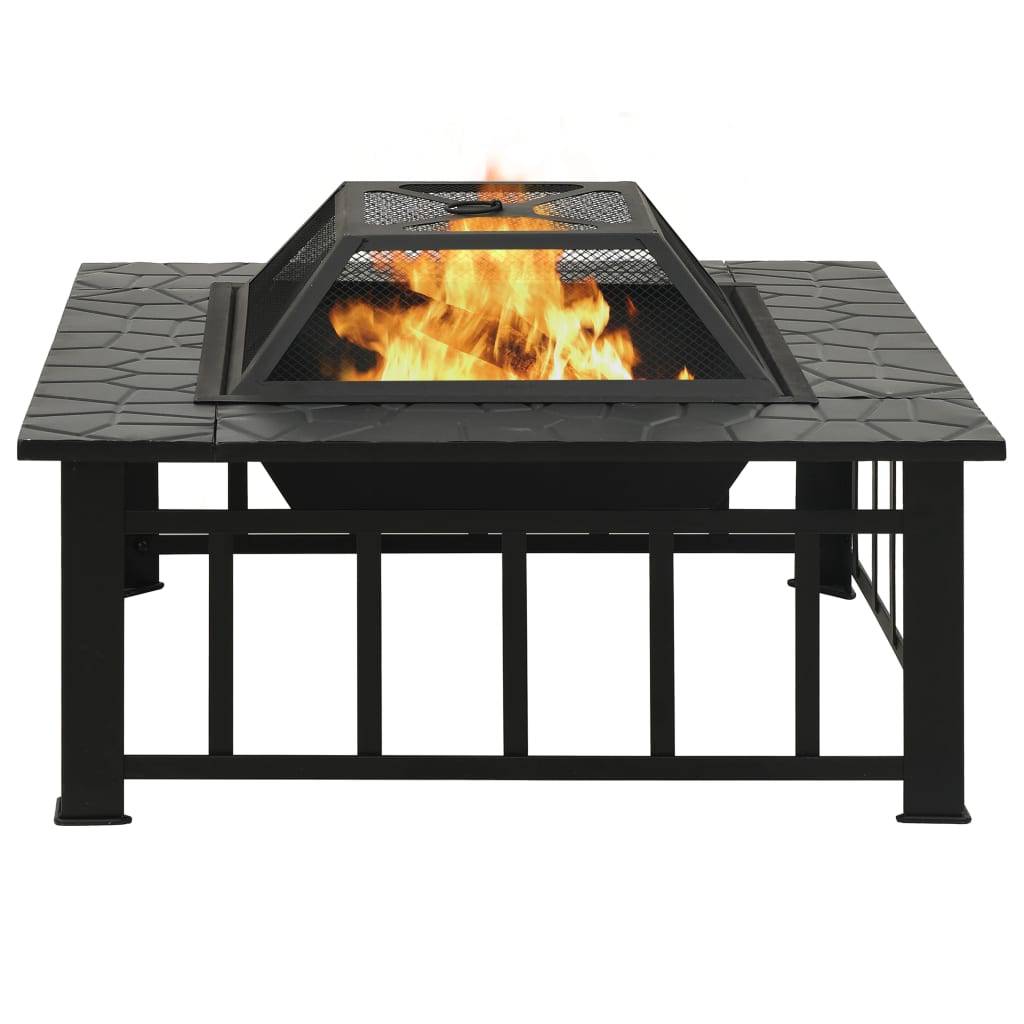 ComfortXL - Brasero Carré Foyer de Jardin 79cm en Acier avec Couvercle et Tisonnier – ComfortXL Outdoor Living - Image 3