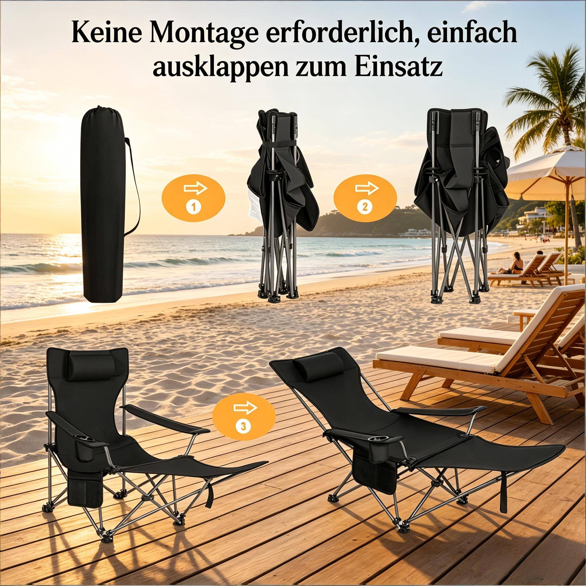 Repose-pieds Rétractable Pour Chaise Camping – 40 à 70 Cm, Alliage Alu, Tissu Oxford, Pour Plage, Jardin, Pêche