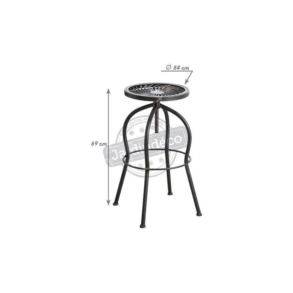 Aubry Gaspard - Tabouret haut pivotant en métal Gris - Image 2