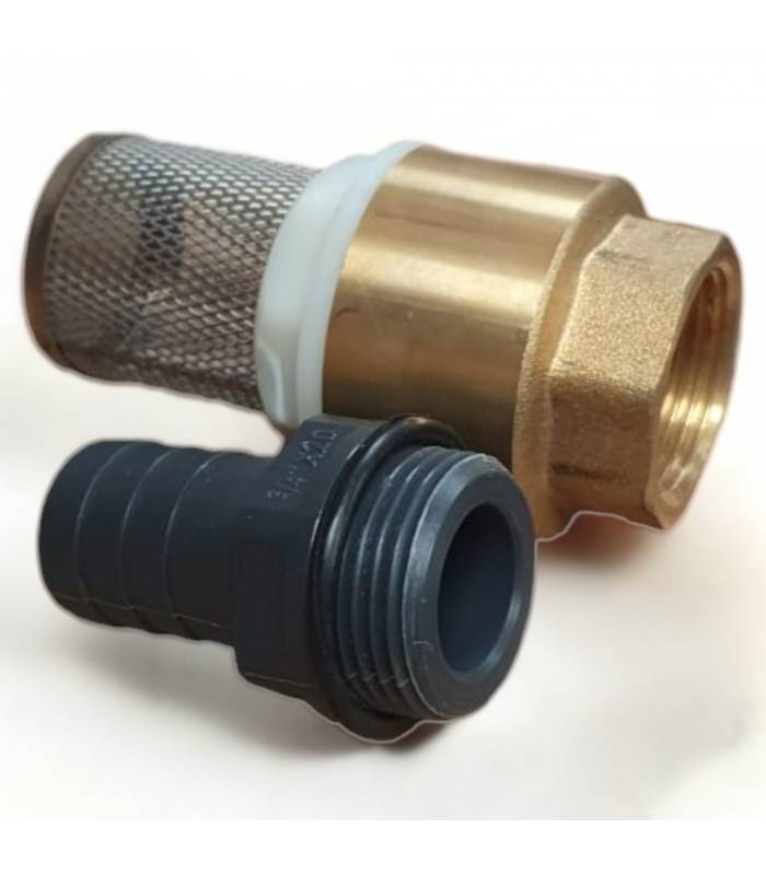 Clapet anti retour en laiton avec crépine et manchette, pour pompe - 3/4 pouce (20 mm) - Image 3