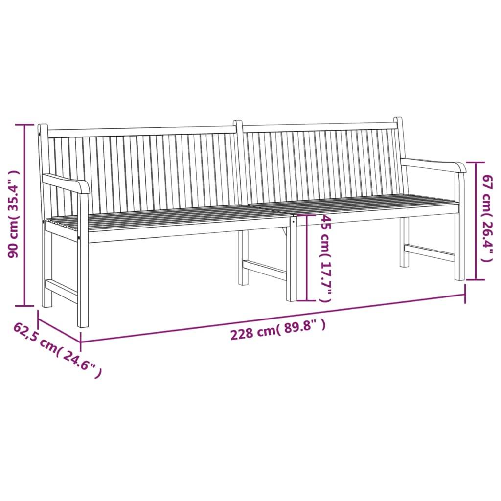 ComfortXL - Grand banc de jardin bois teck massif aménagement maison campagne 228 cm brun - ComfortXL Outdoor Living - Image 9