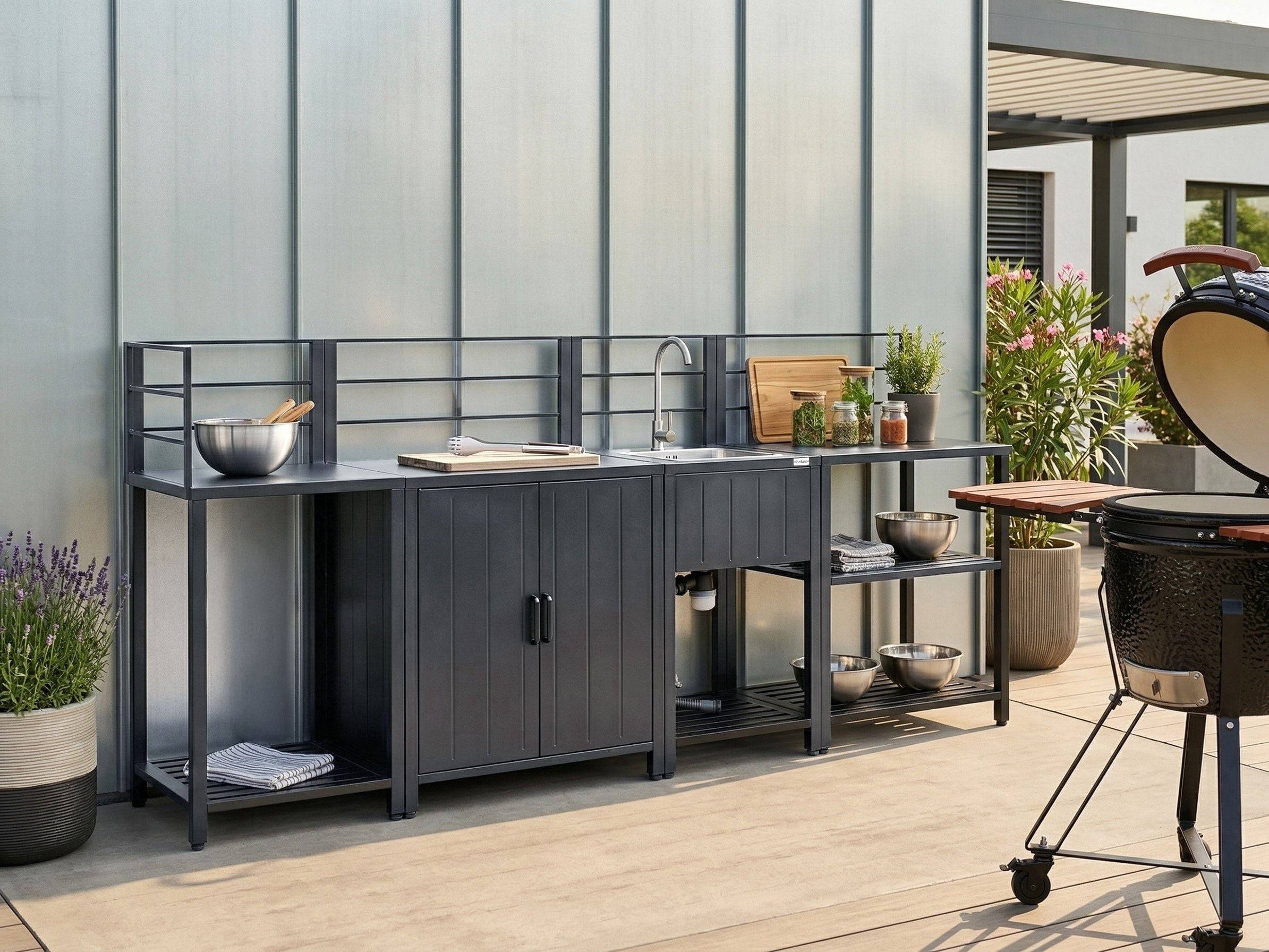 Beliani - Cuisine de jardin Aluminium Gris graphite VIGGIANO - Beliani - Image 1