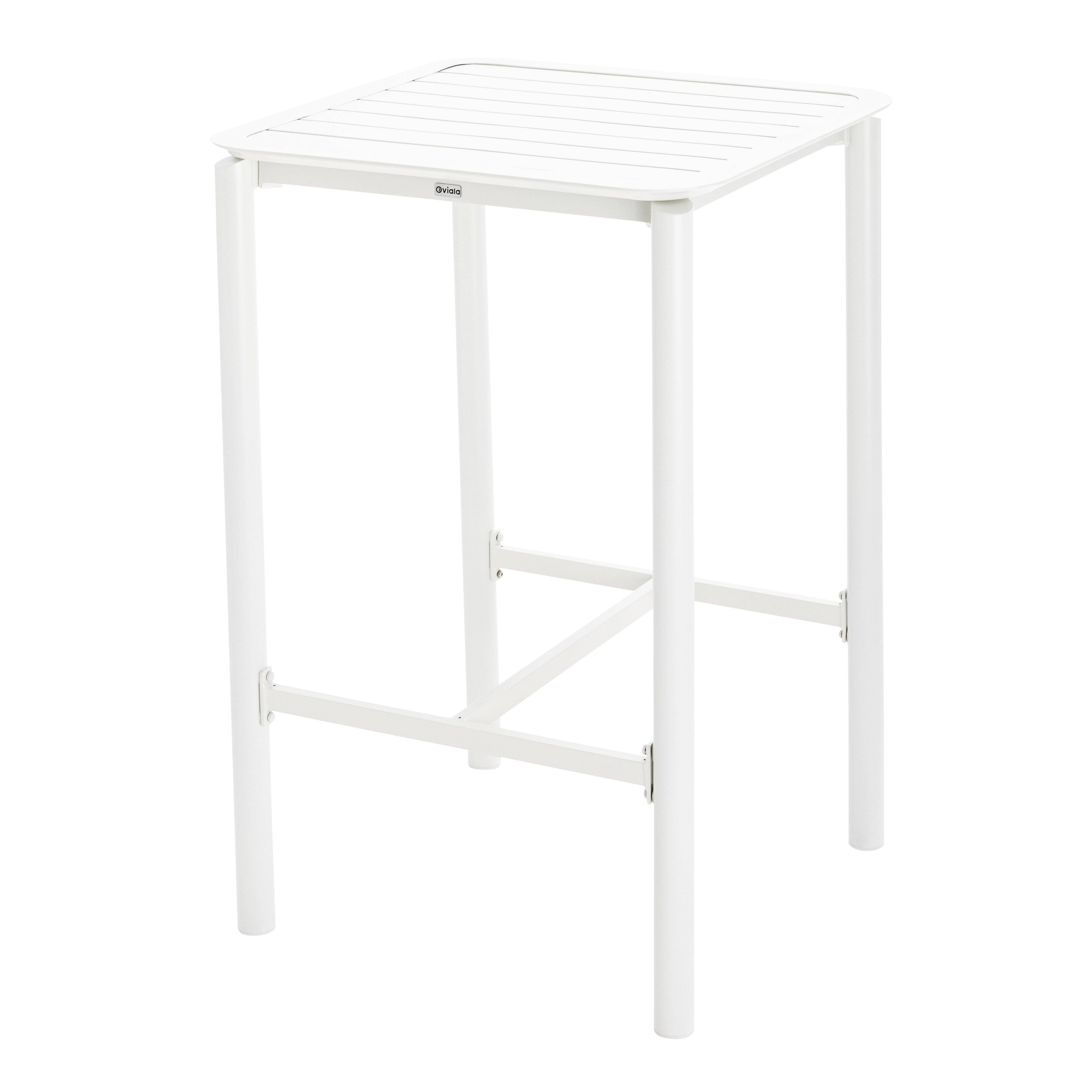 Oviala - Table haute de terrasse avec 2 chaises en aluminium blanc Almada - Oviala - Image 2