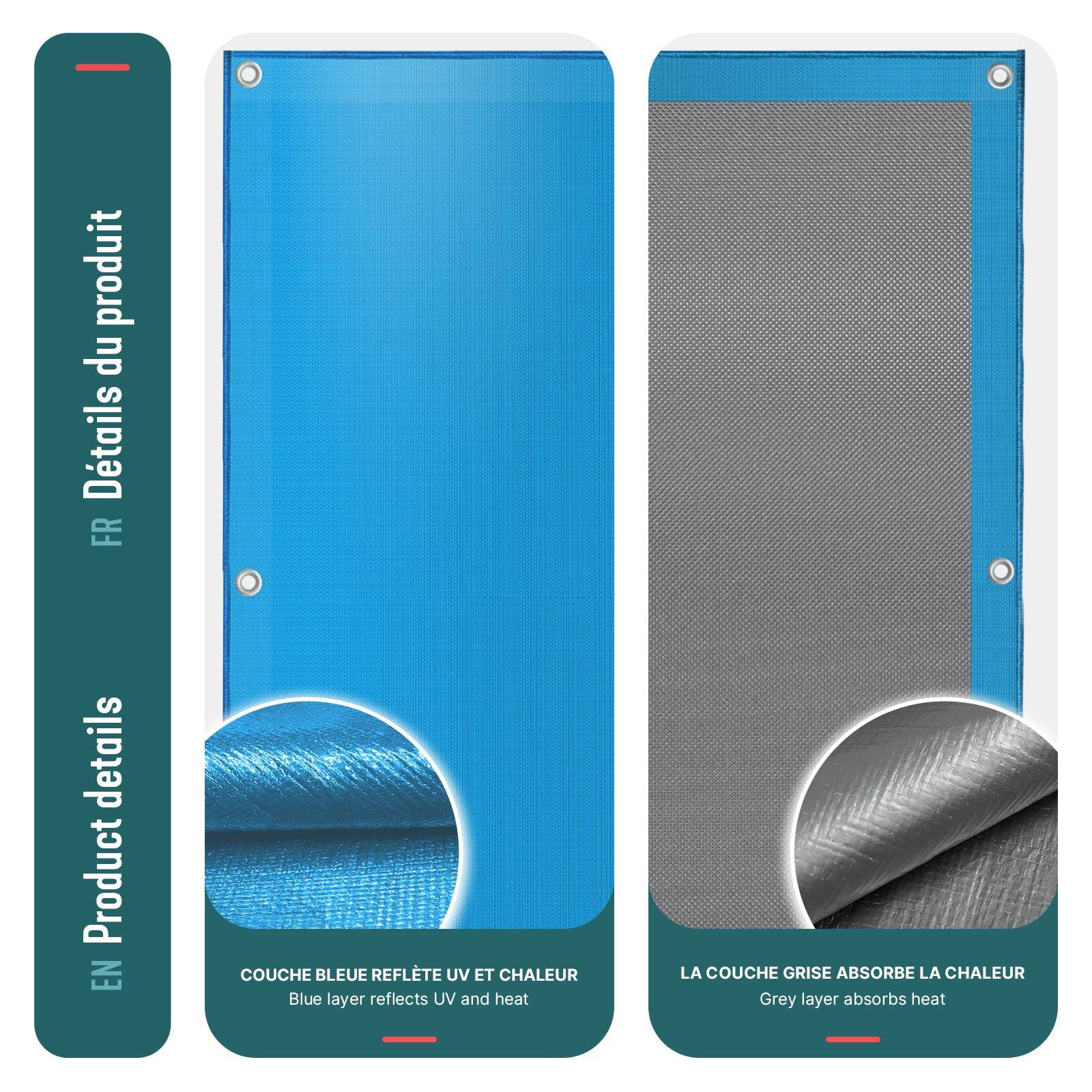 Bache piscine rectangulaire en Polyethylene 160 gr/m2 6x12m Bleue foncé - Image 6