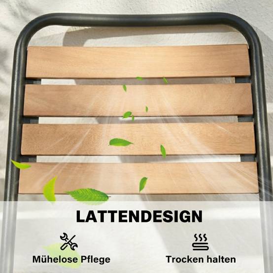 Lot de 2 Chaises de Jardin Acier et Eucalyptus Empilable Extérieur Charge 160kg Naturel - ComfortXL Outdoor Living - Image 7