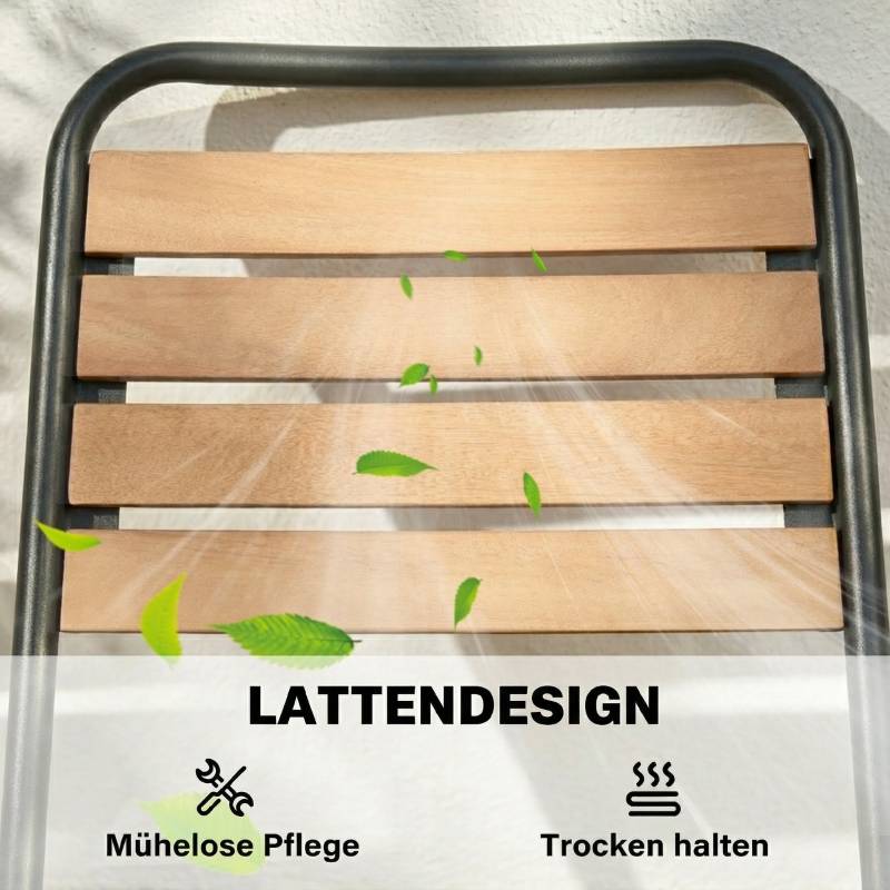 Lot de 2 Chaises de Jardin Acier et Eucalyptus Empilable Extérieur Charge 160kg Naturel - ComfortXL Outdoor Living - Image 7