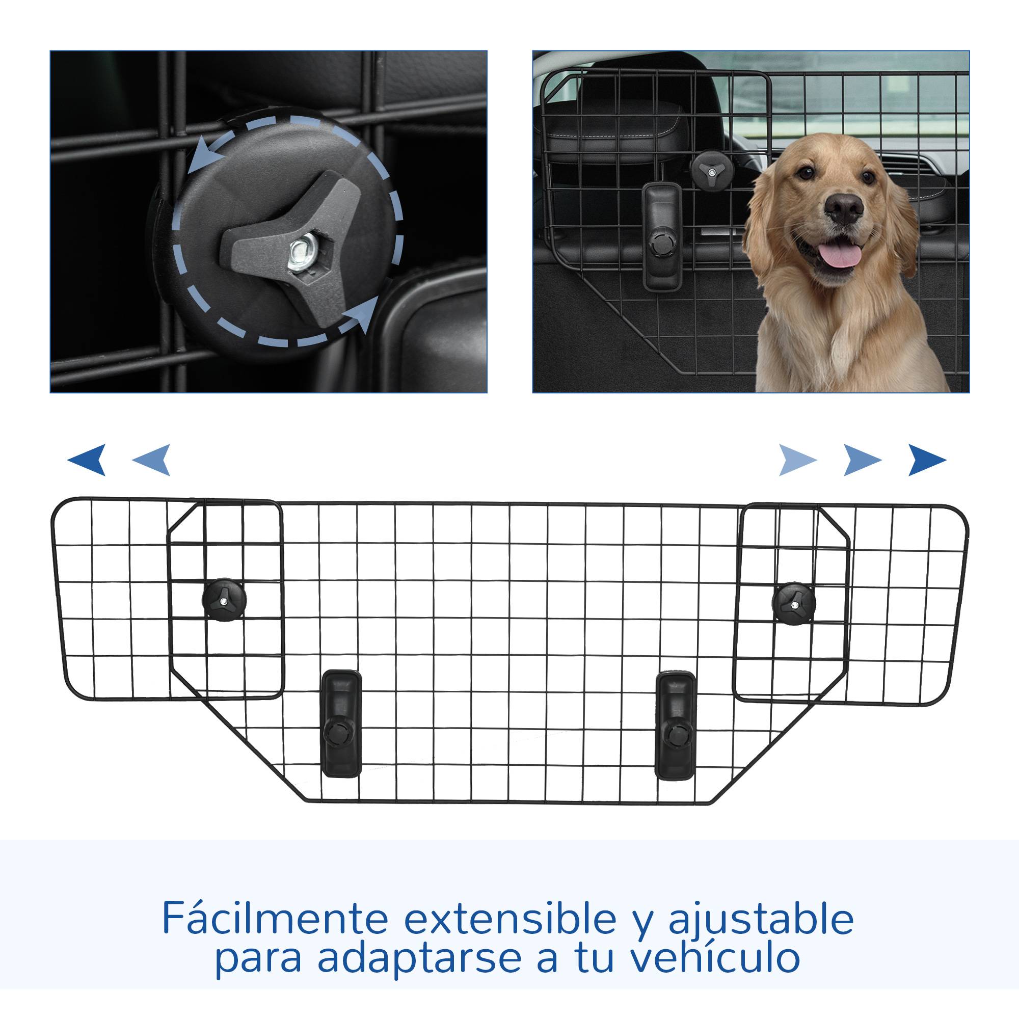 Barrière de Sécurité Universelle pour Chien en Voiture, Métal Extensible pour Sièges Arrière et Coffre, 90–120 x 40,5 cm, Noir - Image 7