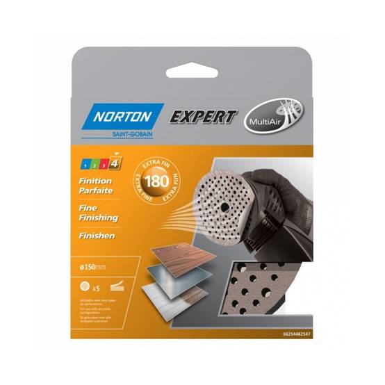 Norton - Disques auto-agrippants perforés MultiAir Ø150mm (x5) NORTON - Grain: 180 - Image 5