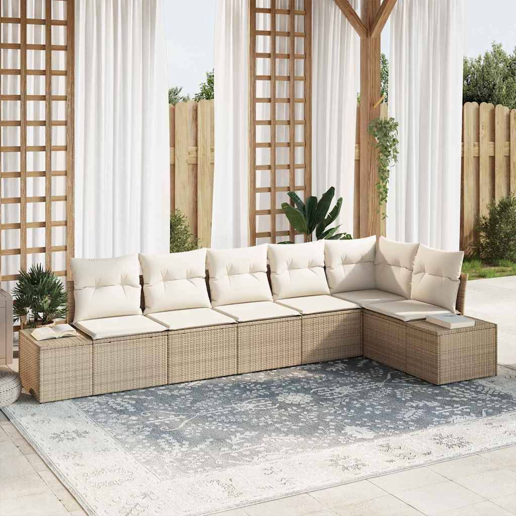 Salon de jardin 6 places modulable polyrotin bicolore confortable Beige et crème – ComfortXL Outdoor Living - Image 1
