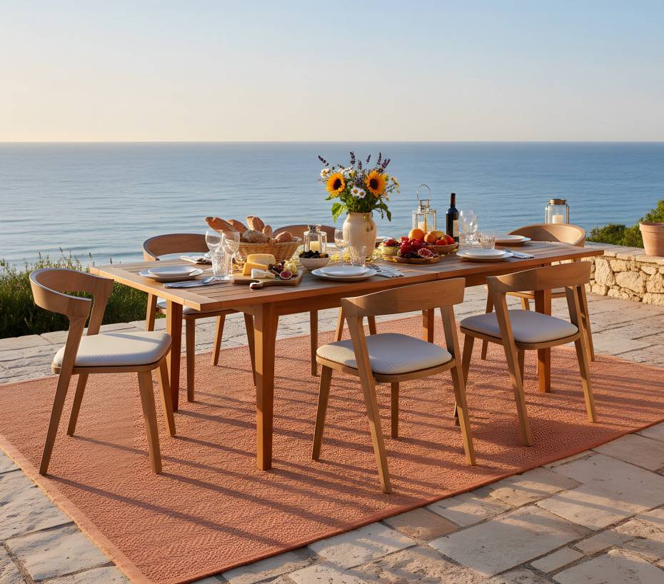 Ensemble table et chaises de jardin  6 places  teck  TRIPOLINADO - Image 1