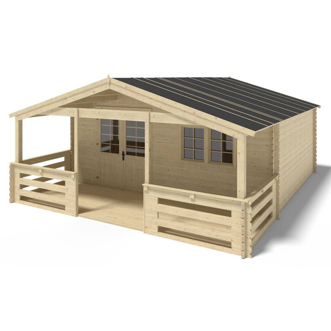 Altanka - Abri de jardin en bois - 6x5 m + terrasse avec balustrade et avant-toit en bois - 42 m2 - DOM747+DOM553+DOM555+POD04 - ALTANKA - Image 1