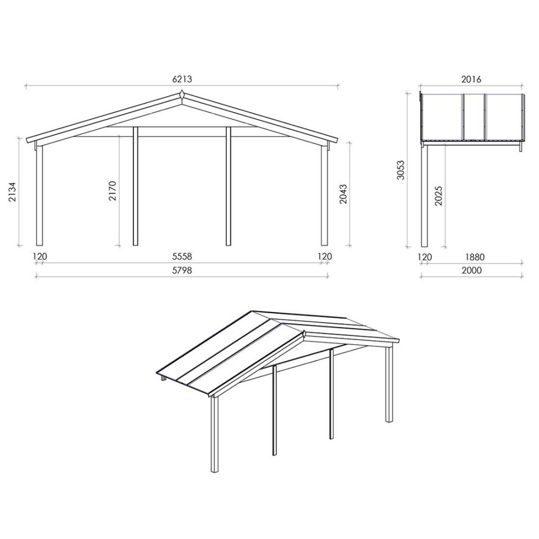 Altanka - Abri de jardin en bois - 6x5 m + terrasse avec balustrade et avant-toit en bois - 42 m2 - DOM747+DOM553+DOM555+POD04 - ALTANKA - Image 7