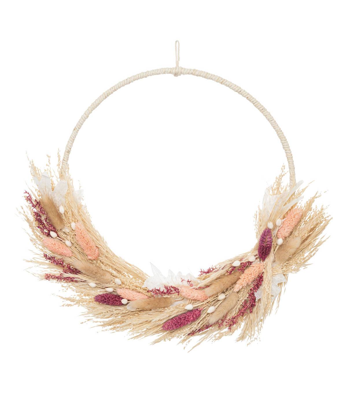 Atmosphera - Couronne de Fleurs Séchées Beige et Rose D 36 cm - Image 1