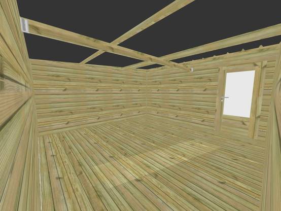 ABRI DE JARDIN bois autoclave 27mm - 4,34x4,34m / 19m2 - Bac acier - Plancher bois - Image 5