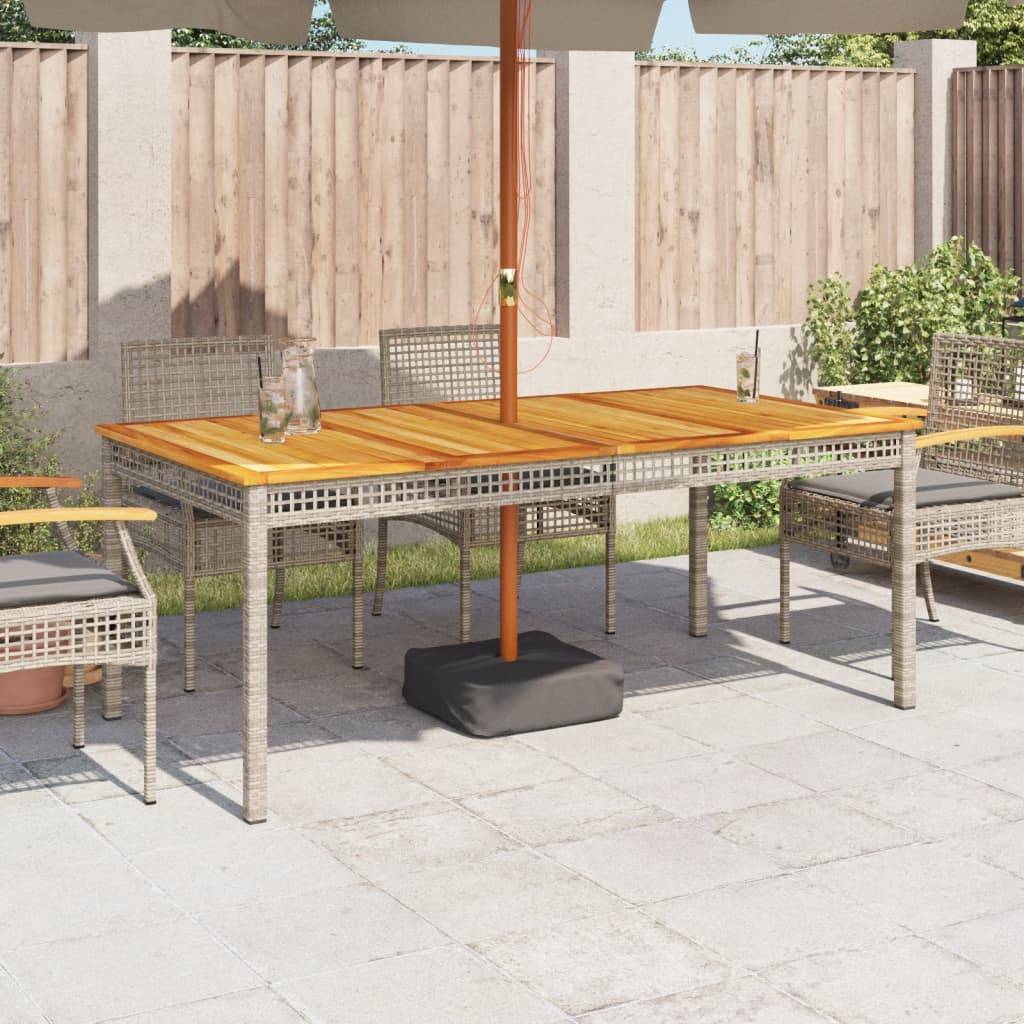 ComfortXL - Très Grande Table de Jardin 180cm 8 Personnes, Résine Tressée Grise et Plateau Bois d'Acacia – ComfortXL Outdoor Living - Image 3
