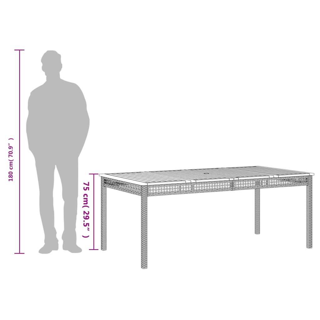 ComfortXL - Très Grande Table de Jardin 180cm 8 Personnes, Résine Tressée Grise et Plateau Bois d'Acacia – ComfortXL Outdoor Living - Image 9