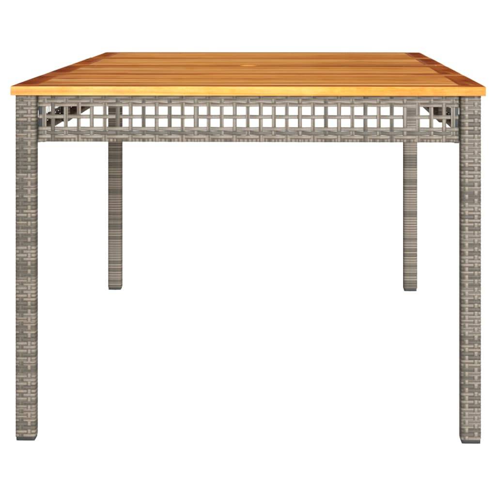 ComfortXL - Très Grande Table de Jardin 180cm 8 Personnes, Résine Tressée Grise et Plateau Bois d'Acacia – ComfortXL Outdoor Living - Image 5