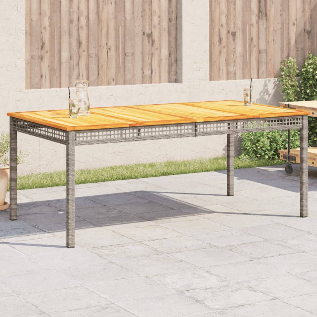 ComfortXL - Très Grande Table de Jardin 180cm 8 Personnes, Résine Tressée Grise et Plateau Bois d'Acacia – ComfortXL Outdoor Living - Image 1