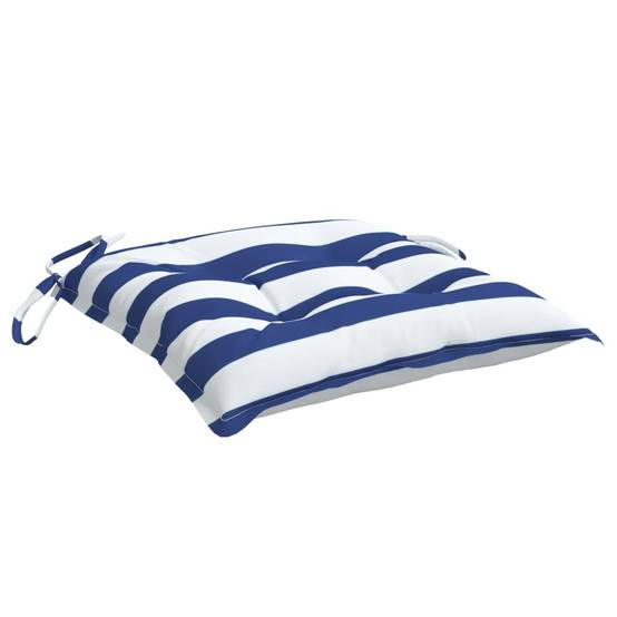 Coussins de chaise lot de 4 rayures bleues blanches 50x50x7 cm Maison Chic - Image 5