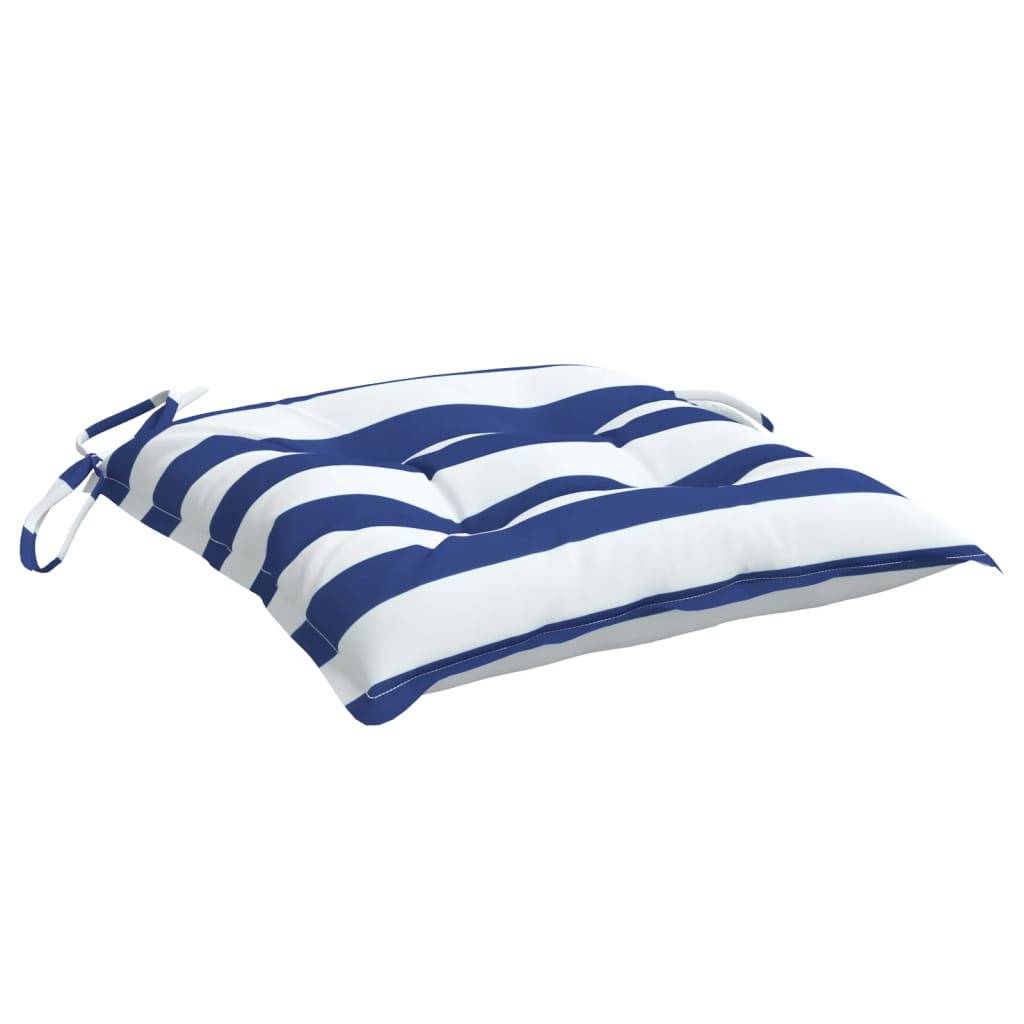 Coussins de chaise lot de 4 rayures bleues blanches 50x50x7 cm Maison Chic - Image 5