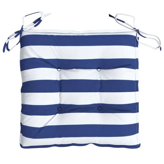 Coussins de chaise lot de 4 rayures bleues blanches 50x50x7 cm Maison Chic - Image 6