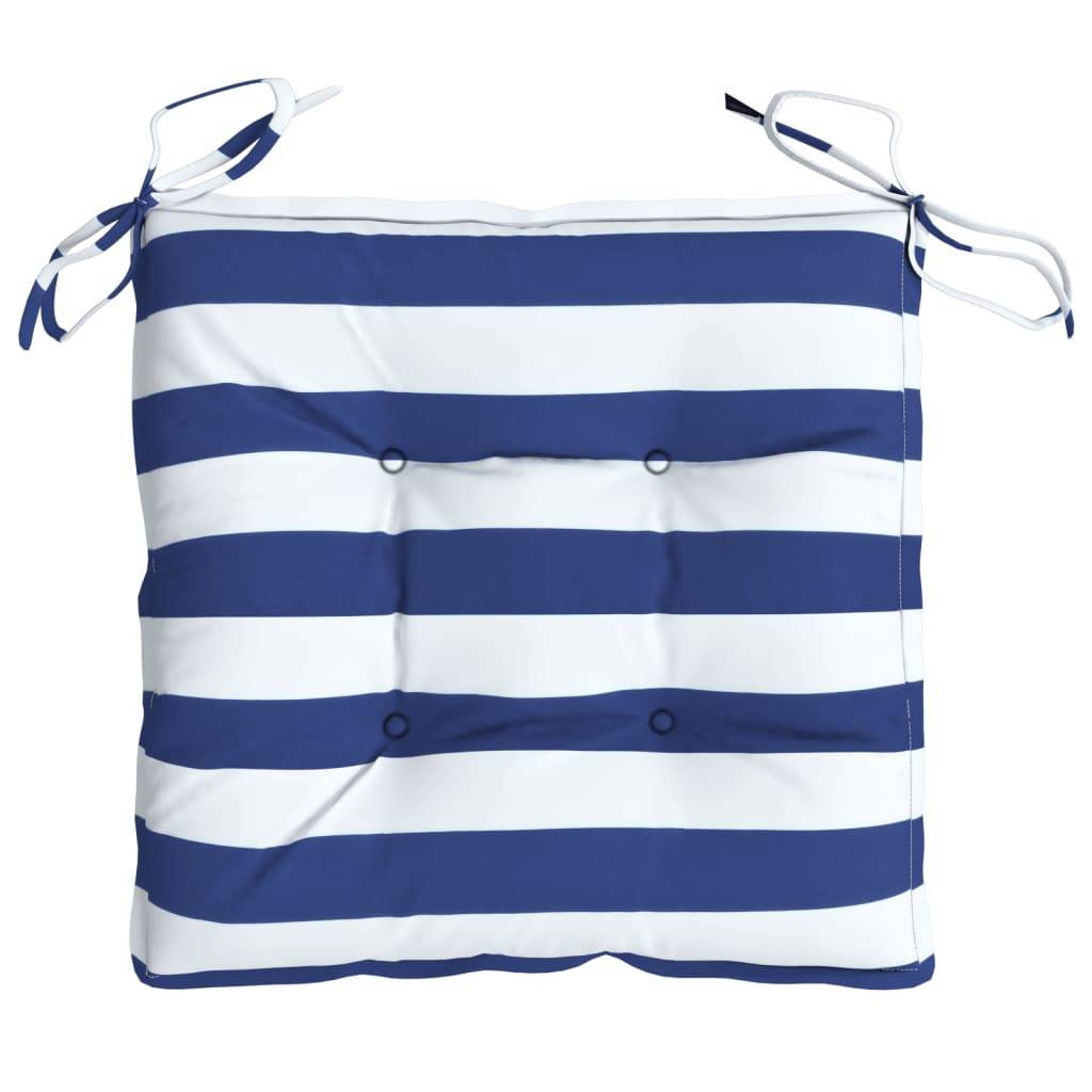 Coussins de chaise lot de 4 rayures bleues blanches 50x50x7 cm Maison Chic - Image 6