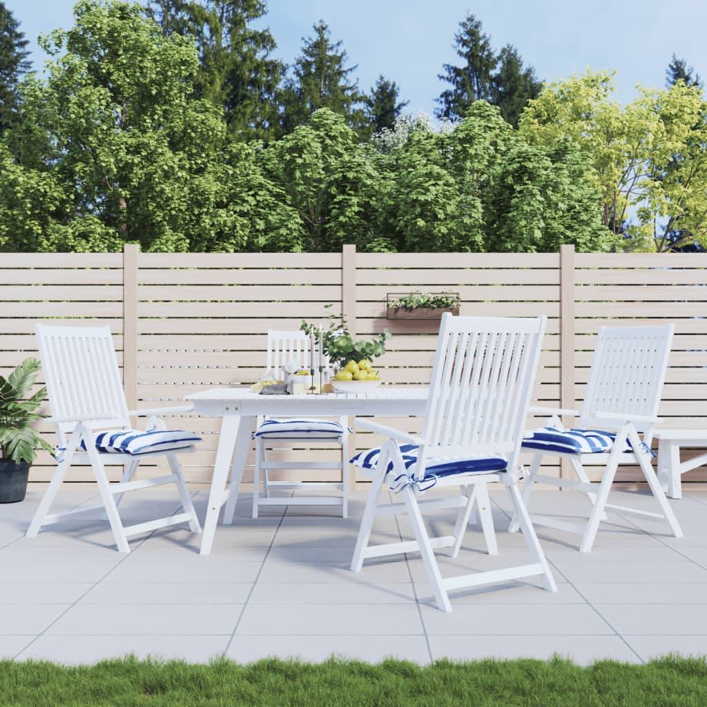 Coussins de chaise lot de 4 rayures bleues blanches 50x50x7 cm Maison Chic - Image 2