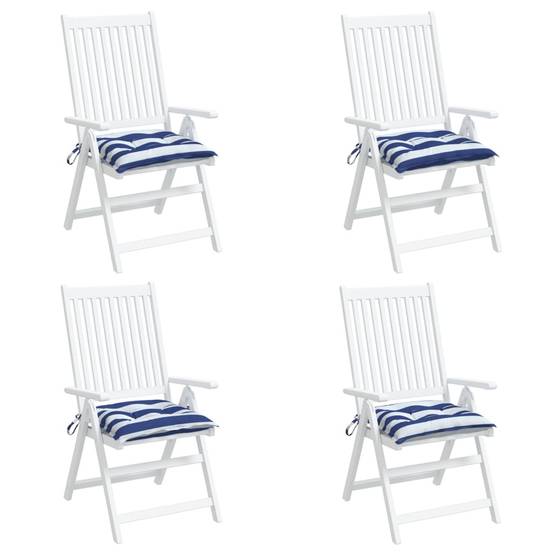 Coussins de chaise lot de 4 rayures bleues blanches 50x50x7 cm Maison Chic - Image 4