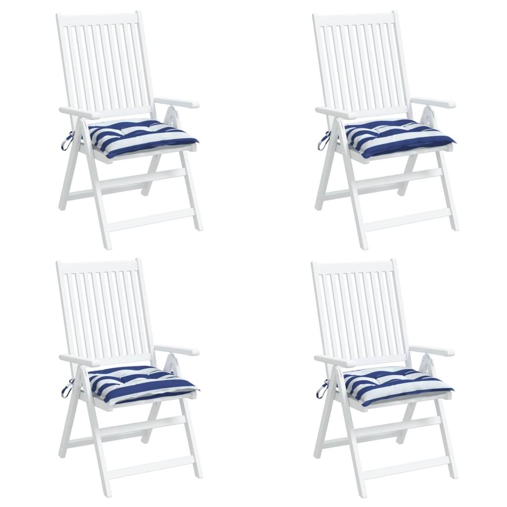 Coussins de chaise lot de 4 rayures bleues blanches 50x50x7 cm Maison Chic - Image 4
