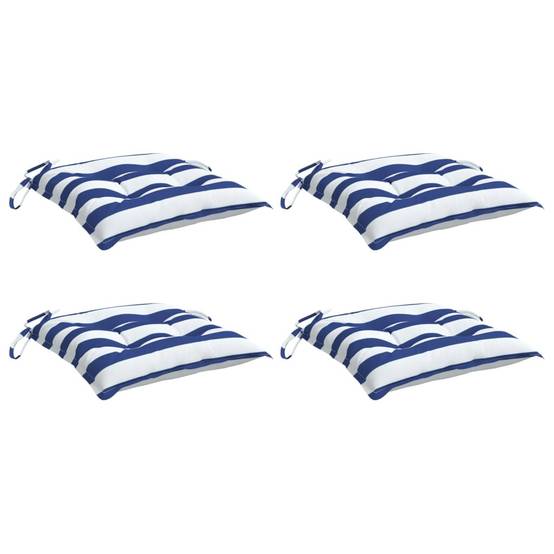 Coussins de chaise lot de 4 rayures bleues blanches 50x50x7 cm Maison Chic - Image 3