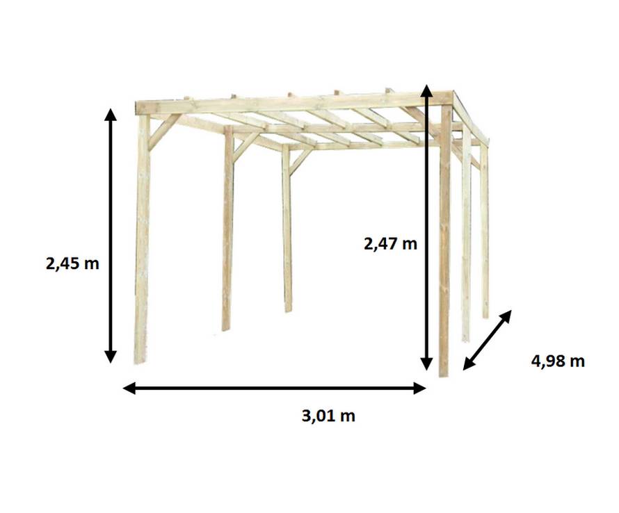 Habrita - Carport Autoclavé toit plat sans couverture - S.h.t. : 14,91 m2 Habrita - Image 2