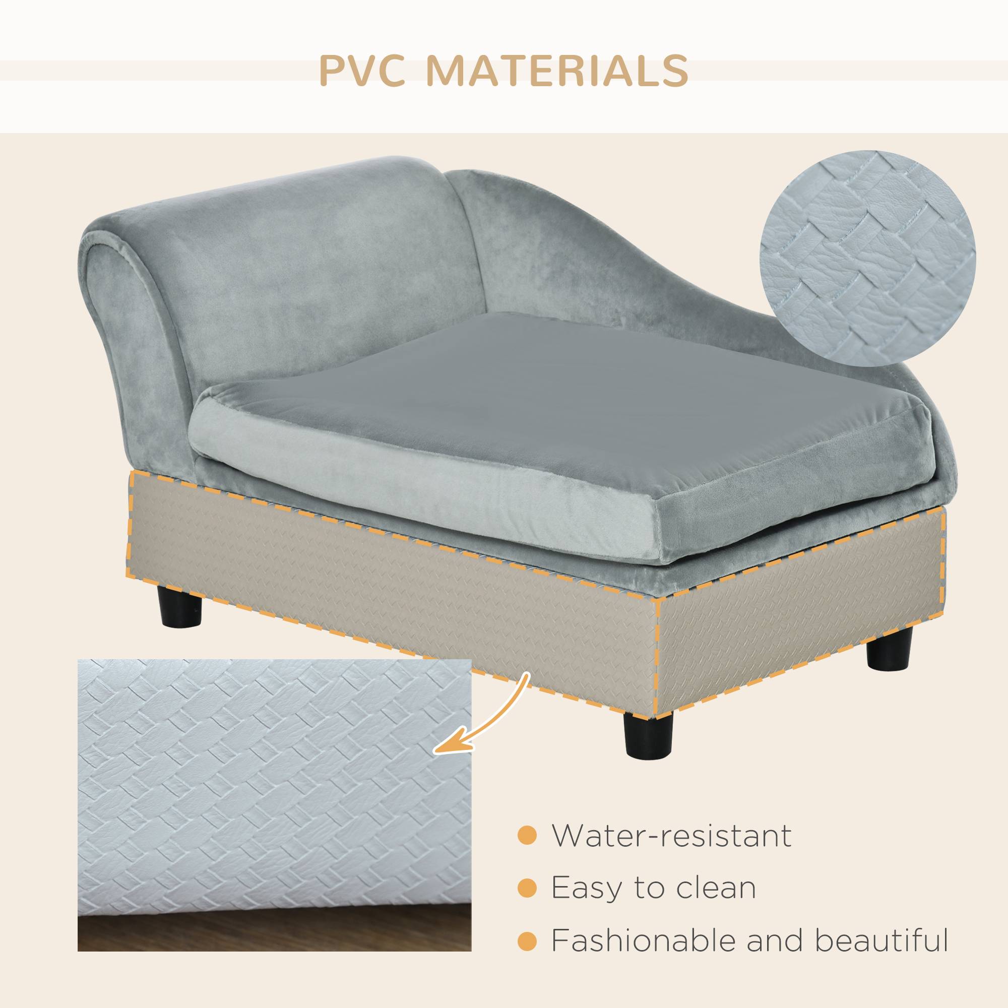 ComfortXL - Canapé pour chien et chat en bois peluche gris clair avec rangement intégré coussin moelleux charge 15 kg - Image 9