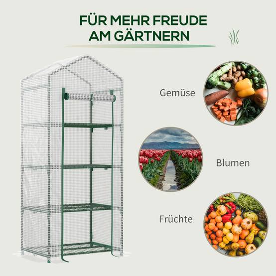 Petite serre verticale métal et PE pour semis balcons protection hivernale 70x50x160cm blanc - ComfortXL Outdoor Living - Image 9