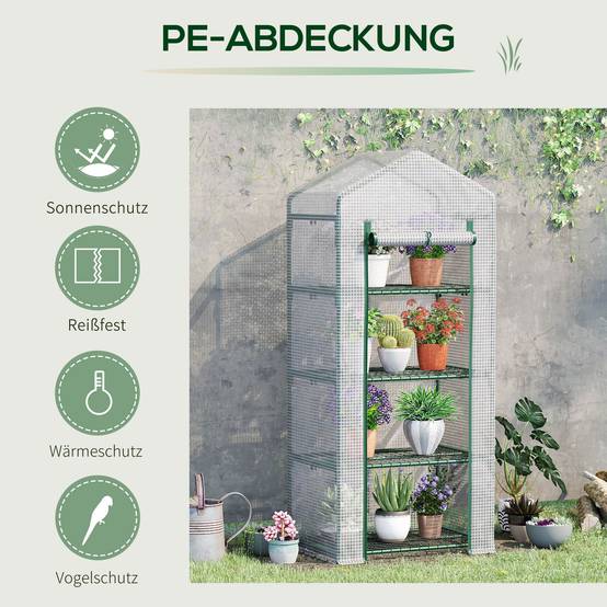 Petite serre verticale métal et PE pour semis balcons protection hivernale 70x50x160cm blanc - ComfortXL Outdoor Living - Image 7