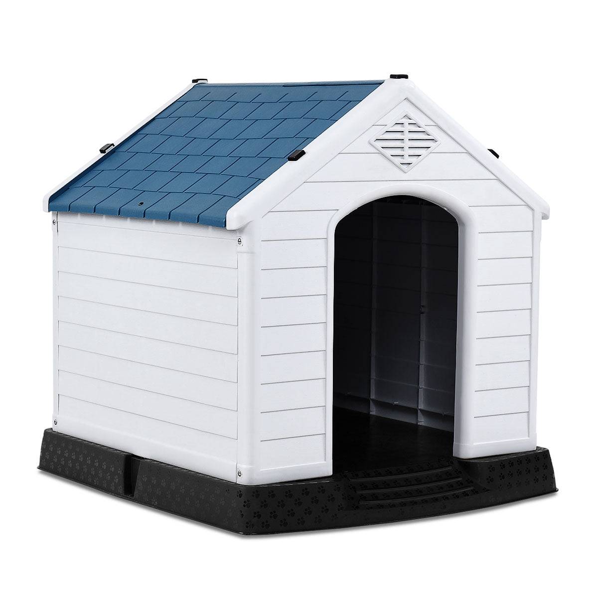 Helloshop26 - Niche pour chien en PP avec toit imperméable et ventilé-bouche d’aération et plancher surélever 70 x 65 x 71,5 cm bleu et blanc - Image 2