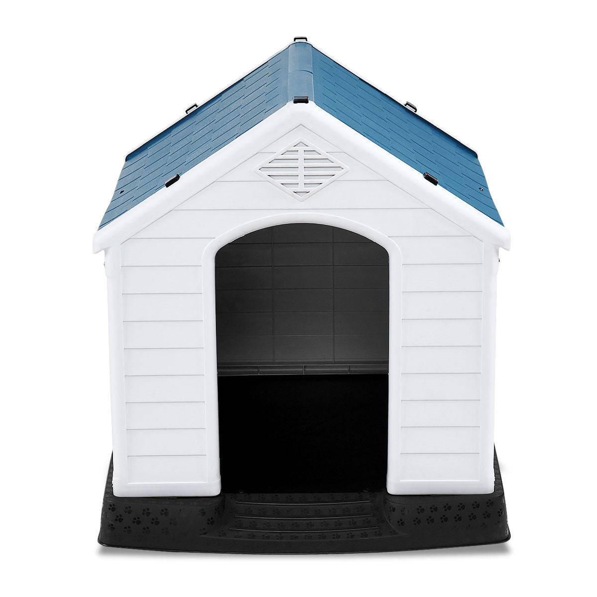 Helloshop26 - Niche pour chien en PP avec toit imperméable et ventilé-bouche d’aération et plancher surélever 70 x 65 x 71,5 cm bleu et blanc - Image 1