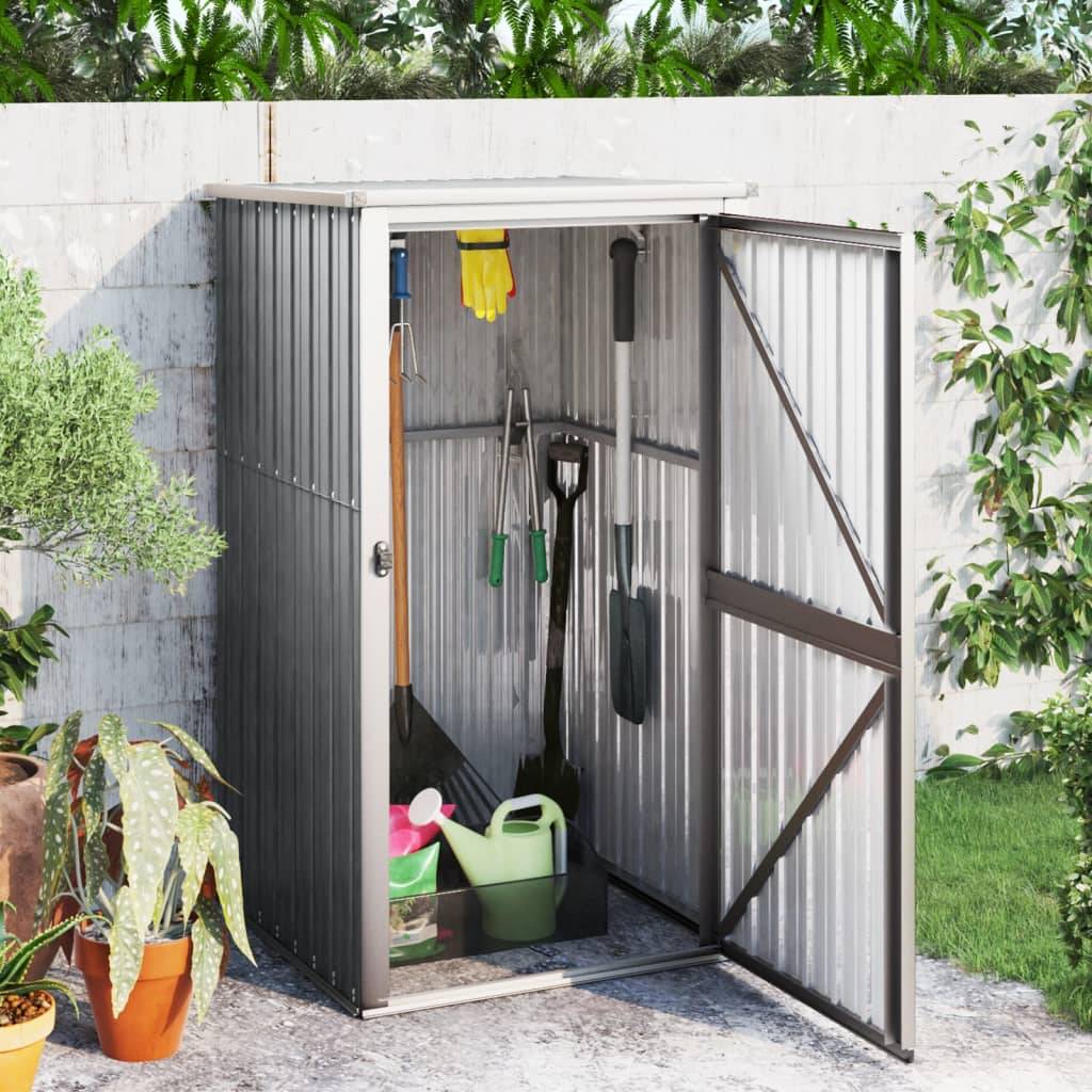 Abri à outils 0.78m² - Cabane à outils - Abri de jardin gris 88x89x161 cm acier galvanisé MAISON CHIC - Image 2